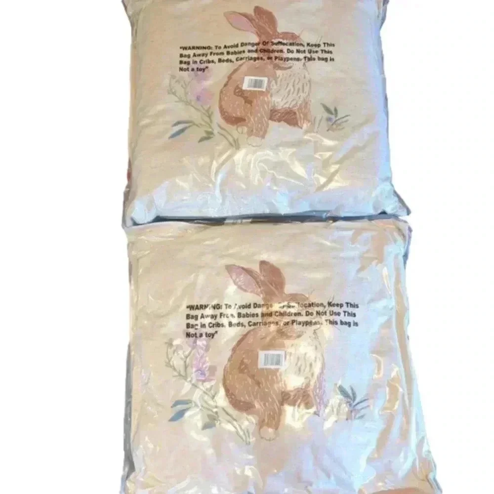 2 Printed Bunny Easter Square Throw Pillow W/ Zipper Ivory Threshold